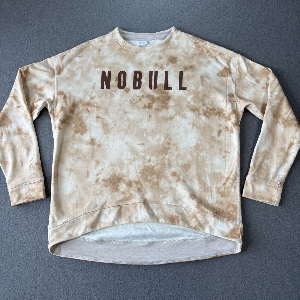 NOBULL Beige Tie-Dye CREWNECK SWEATSHIRT Athletic Running Gym Track Women's‎ S